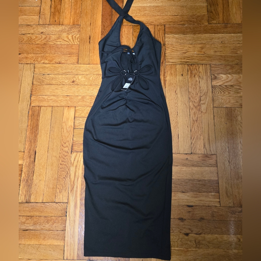 Fashion Nova  Ibiza Black Halter Cutout Dress Sz:Small - Picture 4 of 5